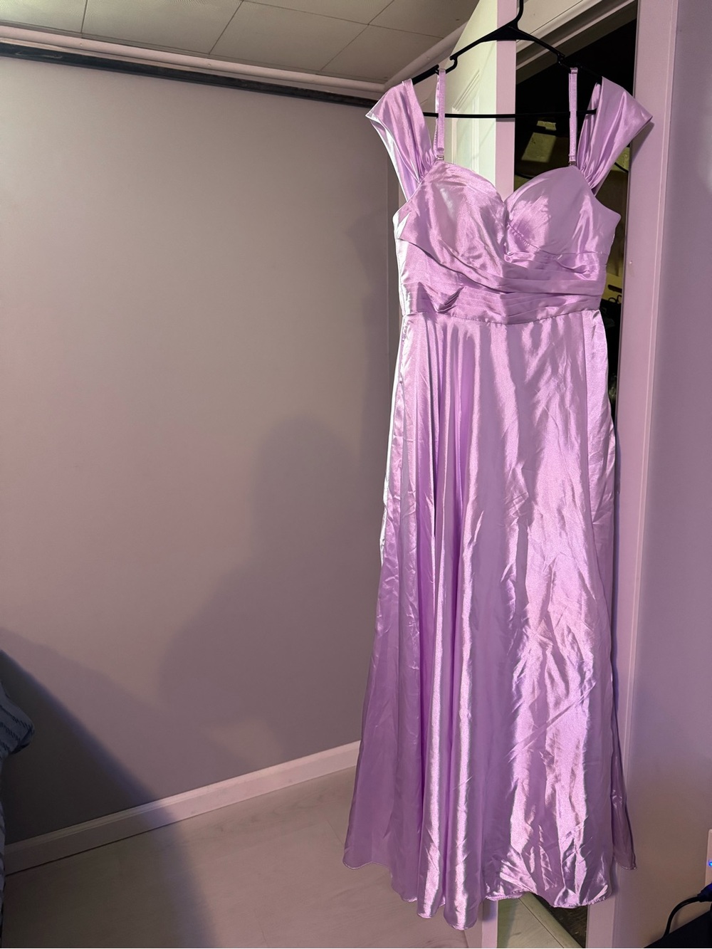 Lilac Satin Evening Gown